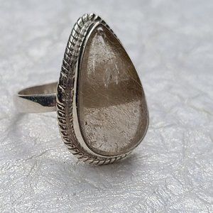 Quartz Ring Size 8-Chunky Ring Size 8-Sterling Silver
